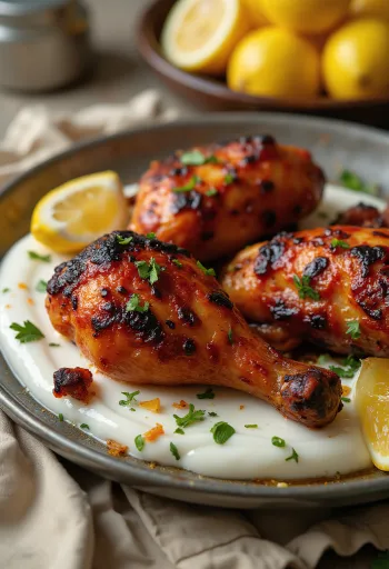 Tandoori vištienos kulšelės, patiekiamos su naan duona ir šviežiomis salotomis
