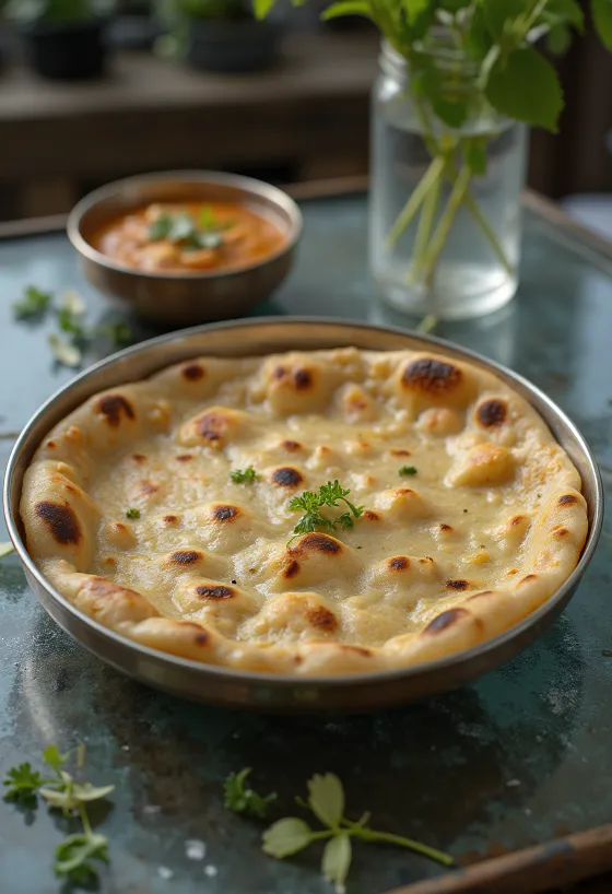 Bhakri indiška kieta paplotėlių duona lėkštėje