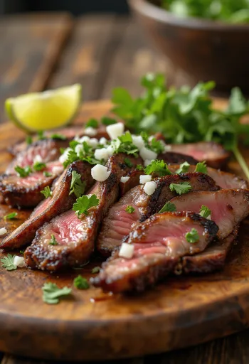Carne asada patiekta su tortilija ir salotomis