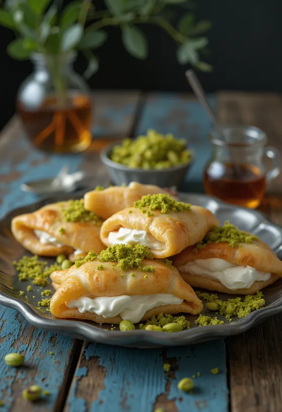 Patiekti arabiški blynai Atayef