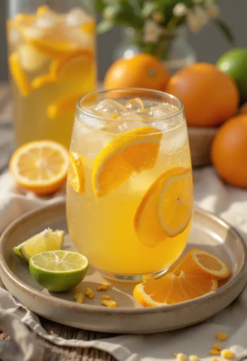 Gaivus citrusinis sidras stiklinėje