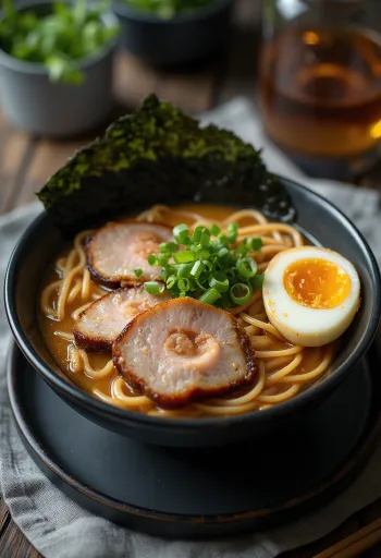 Chashu ramenas japonišku stiliumi patiektas