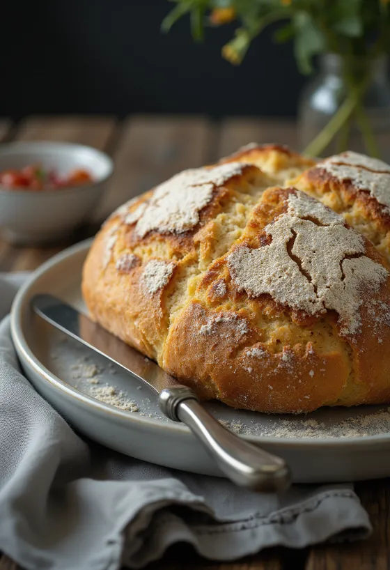 Broa portugališka kukurūzų duona, šviežiai iškepta