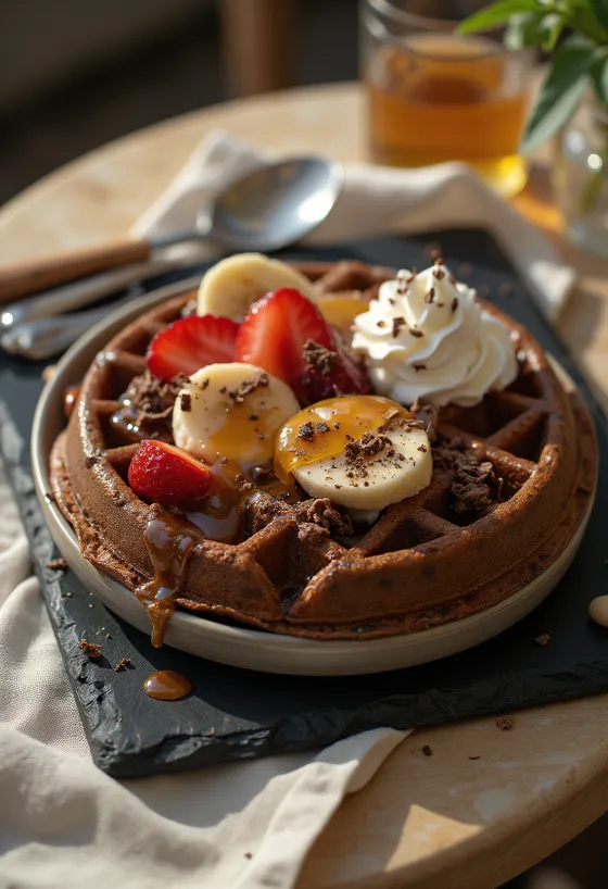 Vaflių degustacinis meniu su trimis skirtingais priedais