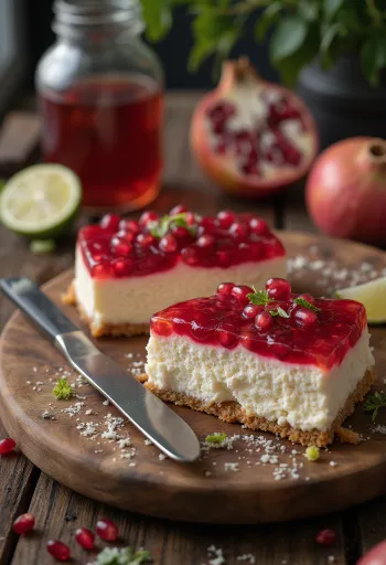 Granatų sūrio tortas su papuošimu