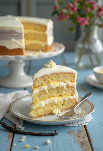 Patiektas tortas su vaniliniu kremu