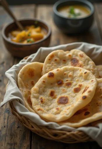 Šviežiai iškepta naminė chapati duona