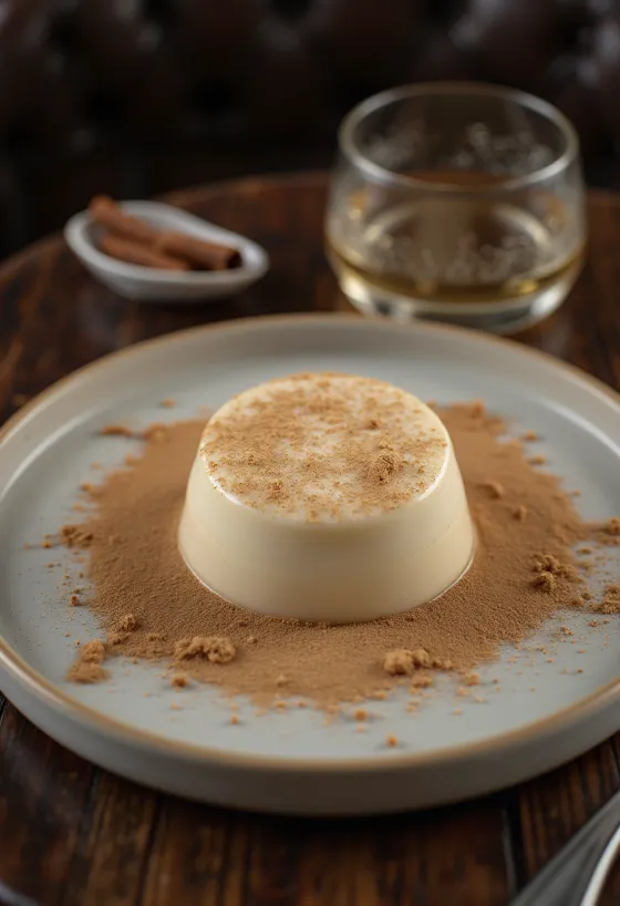 Panna cotta su cinamonu patiekta