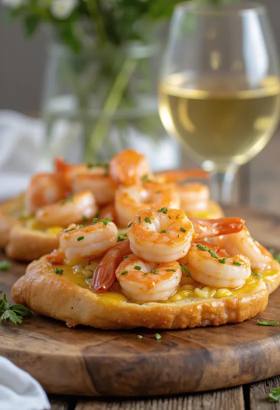 Focaccia su krevetėmis ir česnakais