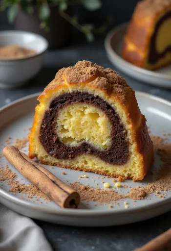 Cinamoninis-šokoladinis keksas patiektas