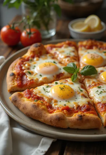 Pizza a Caballo su kiaušiniu, stora tešla ir mocarela