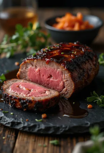 Patiekta rūkyta BBQ jautienos nugarinė