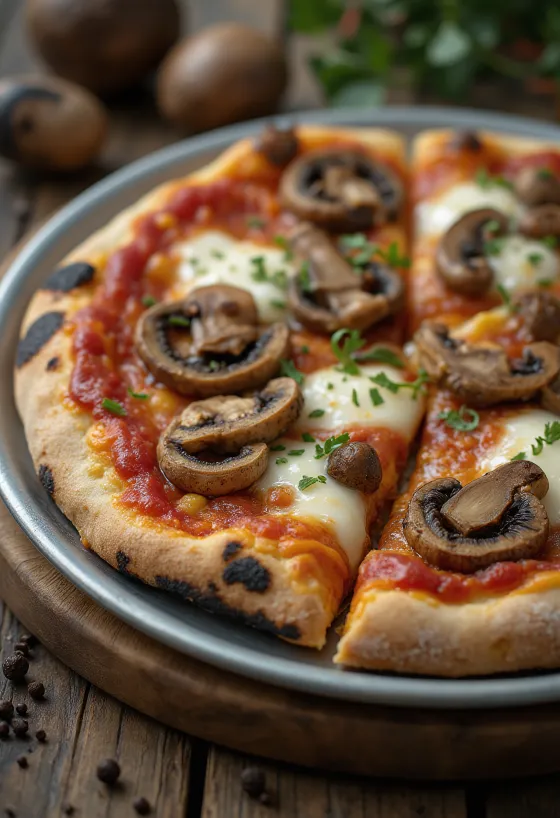 Pizza ai Funghi di Bosco su miško grybais ir mocarela