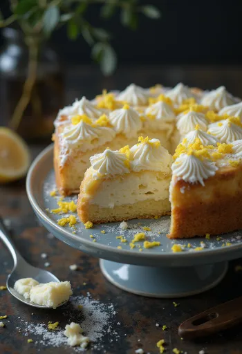 Klasikinis varškės tortas, apibarstytas cukraus pudra
