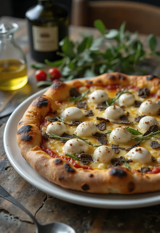 Pizza al Tartufo su trumais ir itališkais sūriais