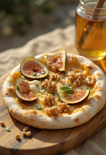 Pizza ai Fichi e Miele su šviežiomis figomis, gorgonzola ir medumi