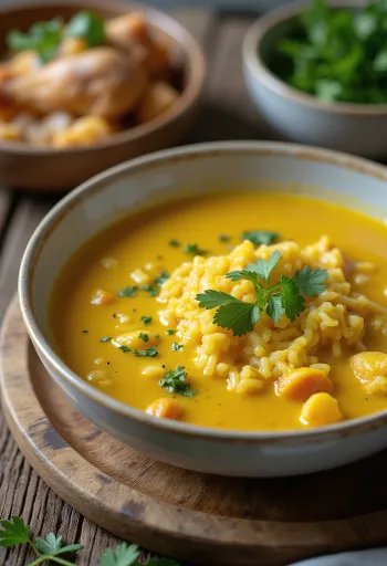 Mulligatawny sriuba su vištiena patiekta