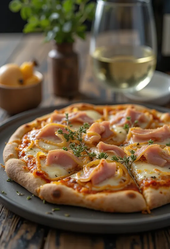 Pizza alla Messinese su tunu ir svogūnais