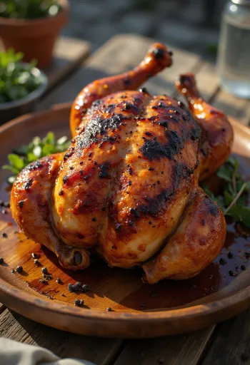 BBQ višta grilyje patiekta lėkštėje