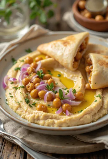 Pita su humusu ir šviežiomis daržovėmis
