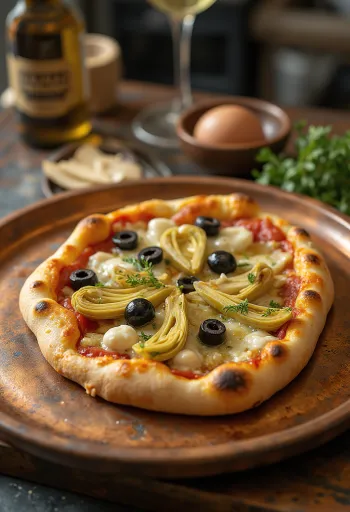 Pica su artišokais, mocarela ir parmezanu