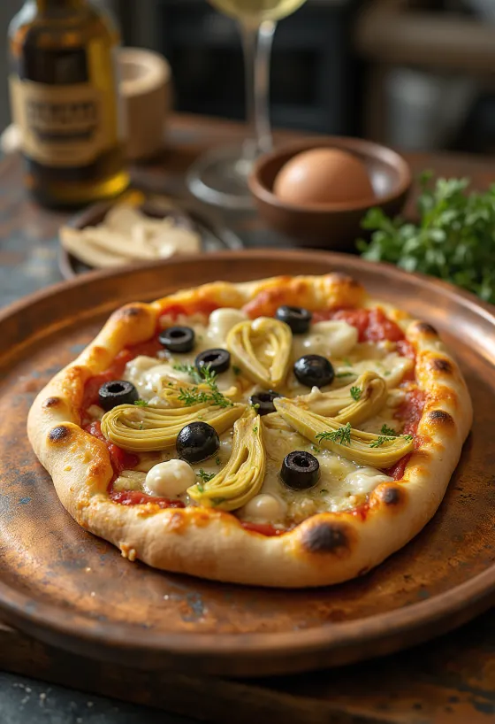 Pica su artišokais, mocarela ir parmezanu