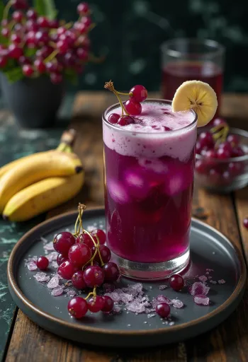 Bananų-serbentų punšas stiklinėje