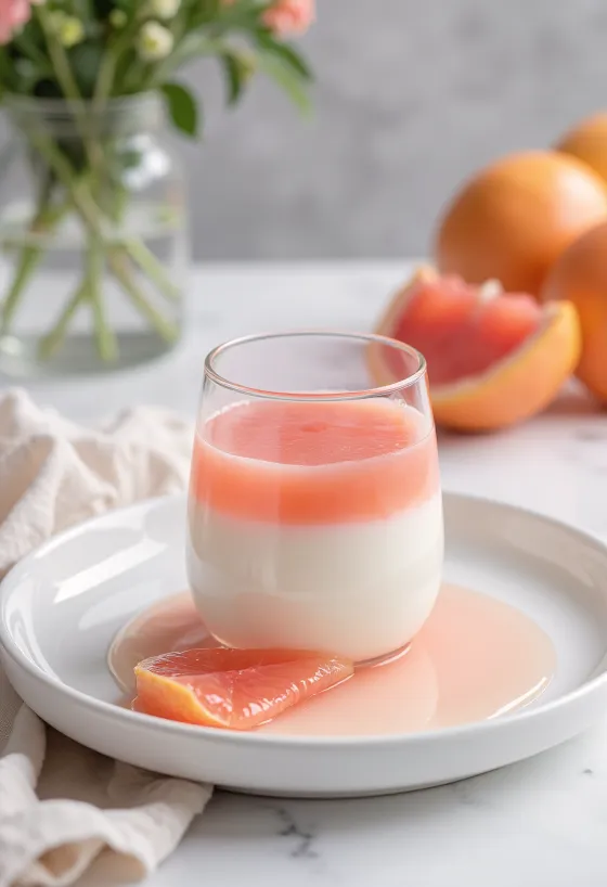 Greipfrutų panna cotta stiklinėje