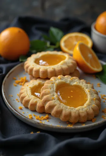 Apelsininiai „Linzer“ sausainiai su medumi ir abrikosų uogiene