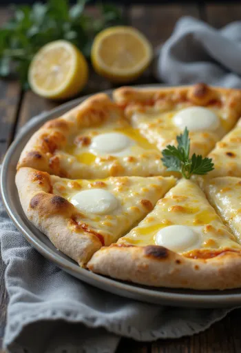 Šviežiai iškepta balta pica su Grana Padano sūriu