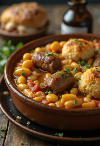 Cassoulet su aviena, troškinys su pupelėmis ir dešra